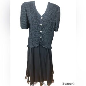 After Dark Jacket And Skirt Set Black Size 16 Lined Short Sleeve Jacket